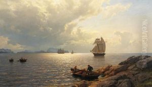 Sailing into the Oslo fjord by Hans Gude