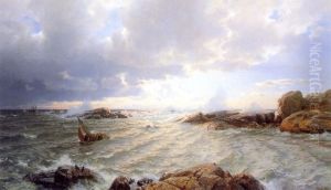 Brenning Ved Hanko by Hans Gude