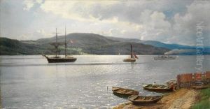 Fra Kristianiafjorden. by Hans Gude