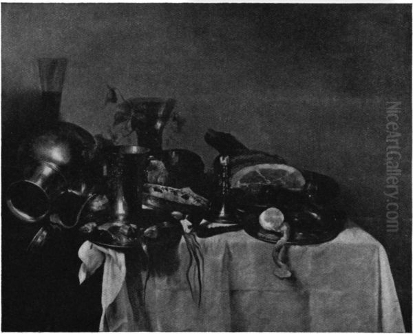 Still life with ham and tableware - view 1