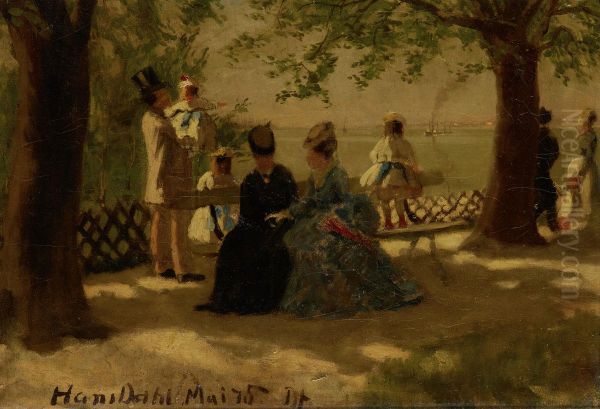 Elegant figures in a park - view 1