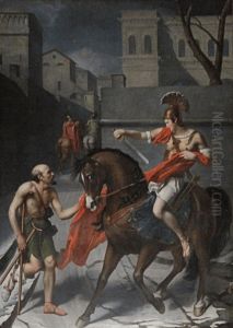 Saint Martin Sharing His Cloak with a Beggar by Angelique Mongez