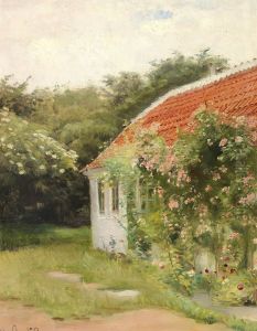 Parti fra Skagen med Havehuset. by Michael Peter Ancher