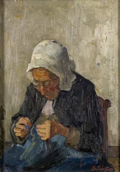 studie naaiende oude vrouw - view 1