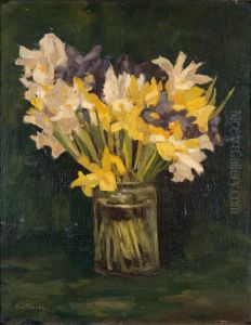 Narcissen in glazen vaas by Emanuel Samson van Beever