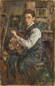 Zelfportret in atelier
