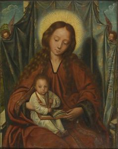 Maria met kind en twee engelen by Quinten Metsys