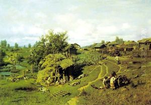 Noon in the village (Village of Zhelny, Kaluga province) by Petr Suchodolski