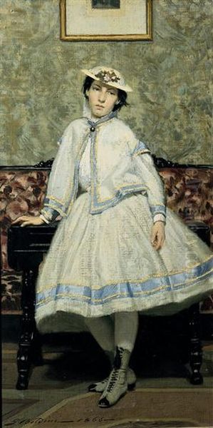 Alaide Banti en robe blanche - view 1