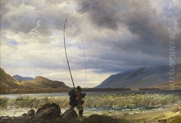 Fisherman at Derwentwater - view 1