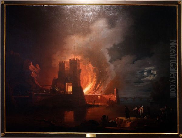 Incendio di un porto di mare - view 1