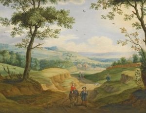 An Extensive Landscape with Travellers on a Road