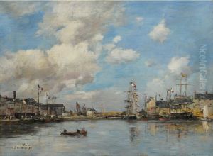 Fecamp, le bassin by Eugene Louis Boudin