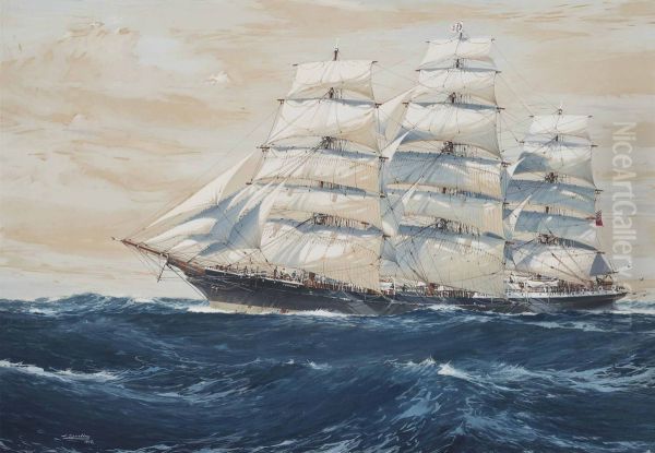 The Australian clipper ship Torrens under full sail - view 1