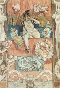 Les Adieux de la Folie - Mieux vaut de ris que de larmes pourtraire by Felicien Rops