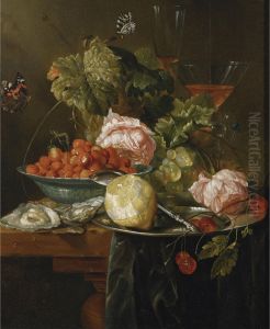Still Life of Strawberries, Oysters and a Peeled Lemon