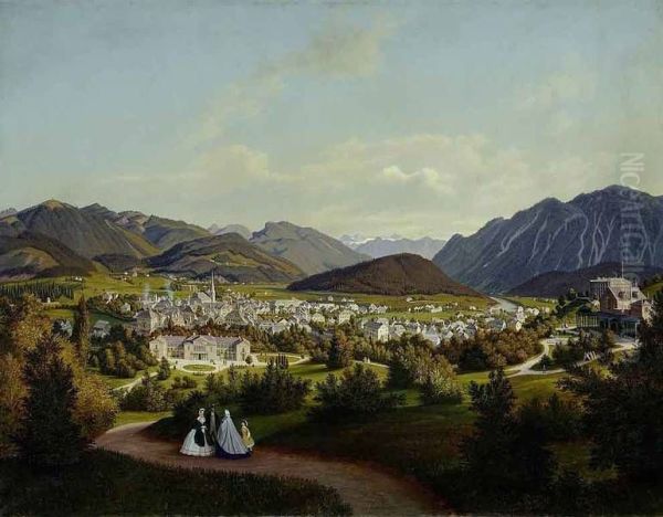 Ischl, aufgenommen von dem Lusthaus im Garten der kaiserlichen Villa am Jainzen, im Norden der Stadt gelegen - view 1