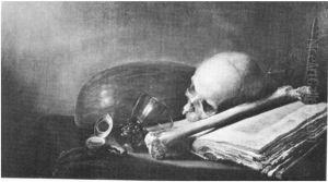 Vanitas with skull, book, watch and lute Vanitas with skull, book, watch and lute