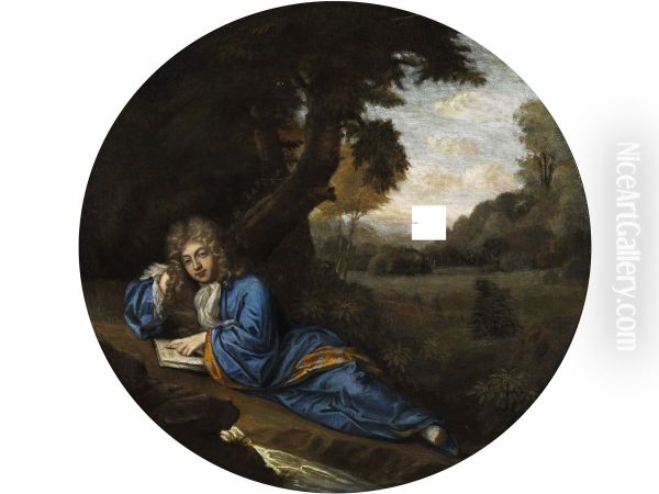 Reading nobleman in a Park - view 1