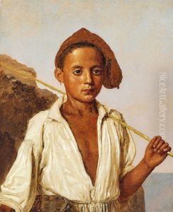 A little boy from Capri. by Christen Kobke