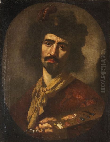 Self-portrait with palette - view 1
