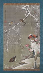 Mandarin ducks in the snow by Ito Jakuchu