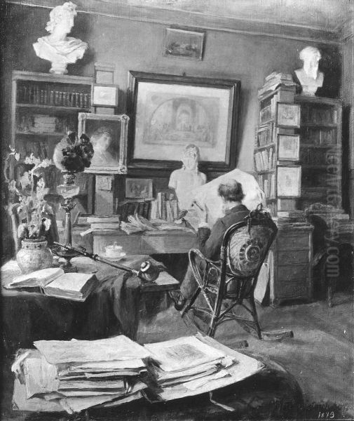 Professor Lorentz Dietrichson i sitt arbeidsvaerelse - view 1