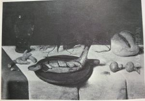 Still life of a laid table with herring