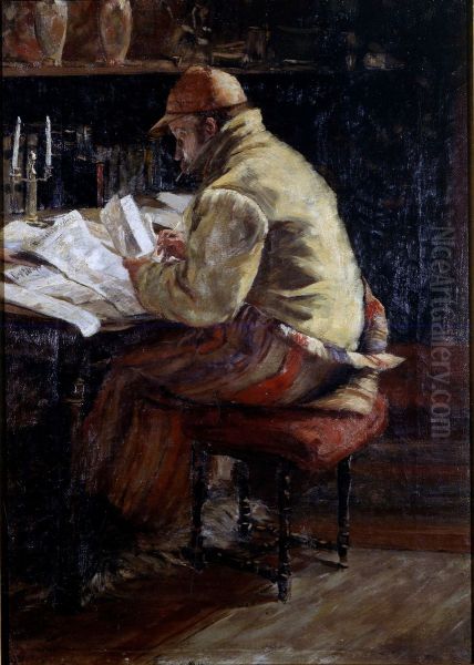 <<Korrekturleseren>>. Alexander L. Kielland i sitt arbeidsvaerelse i Cernay la ville - view 1