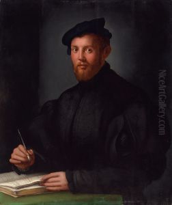 Portrait of a young Man in black with a book Portrait of a young Man in black with a book