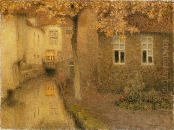 Canal a Bruges dans le crepuscule - view 1