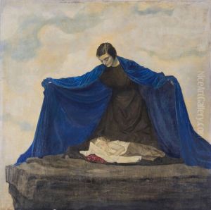 Boy under his mother's protective coat