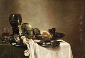 Still life with roemer, tazza, ham and lemon