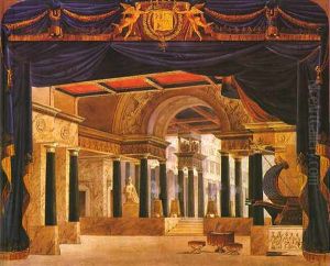 Set design for the opera Le siege de Corinthe, Paris, 1826.
