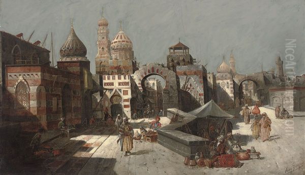 Traders at the city gates - view 1