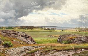 Landscape with large stones at an inlet. by Carl Frederik Aagaard