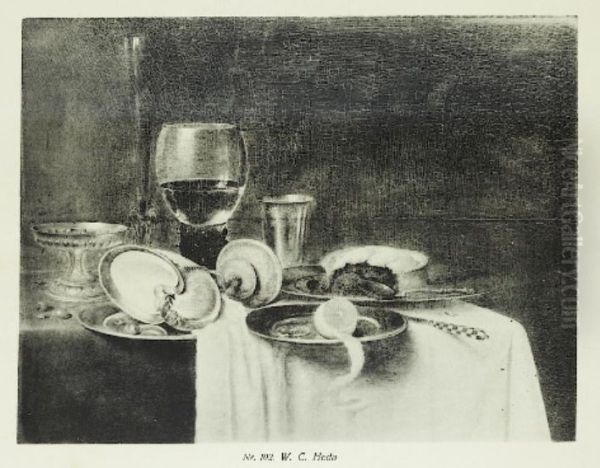 Still life with nautilus cup and pie - view 1