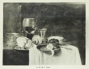 Still life with nautilus cup and pie by Willem Claesz. Heda