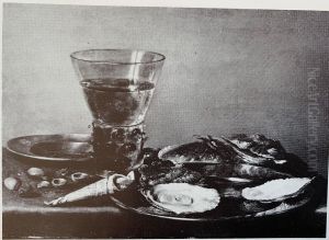 Still life with oyster meal by Willem Claesz. Heda