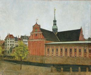View of Holmens Church in Copenhagen. by Svend Hammershoi