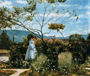 Among the flowers in the garden