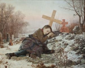 Orphan on mother's grave by Uros Predic