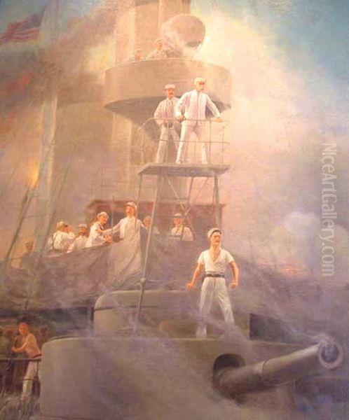 Commodore George Dewey directing the battle from on board USS Olympia. - view 1
