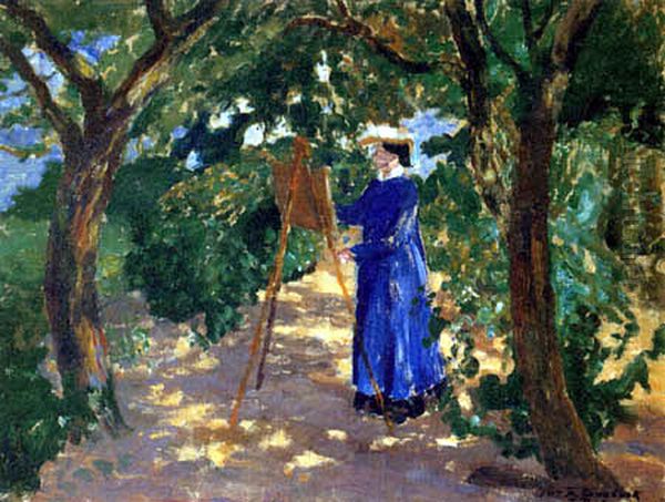 PainterHermine Overbeck-Rohtein a garden. - view 1
