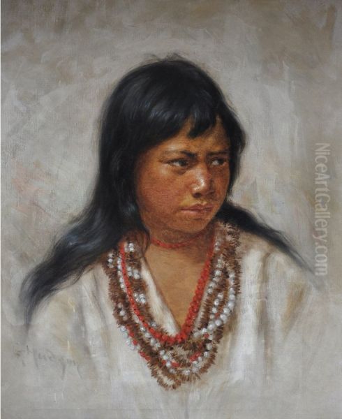 Hawaiian Girl with Seed Lei - view 1