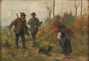 Jager und Reisigsammlerin by Wilhelm Grabhein