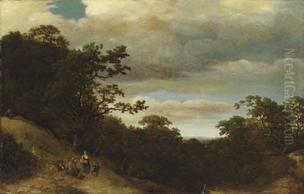 Peasants in a wooded landscape - view 1