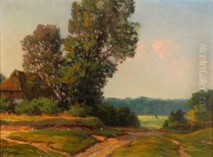 Wiesenlandschaft mit Bauernhaus Wiesenlandschaft mit Bauernhaus