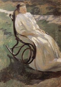 Dame im Schaukelstuhl by Victor Borisov-Musatov