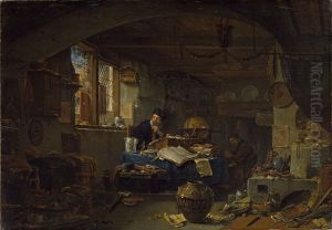 Der Alchimist / Alchemist in his laboratory by Thomas Wijck